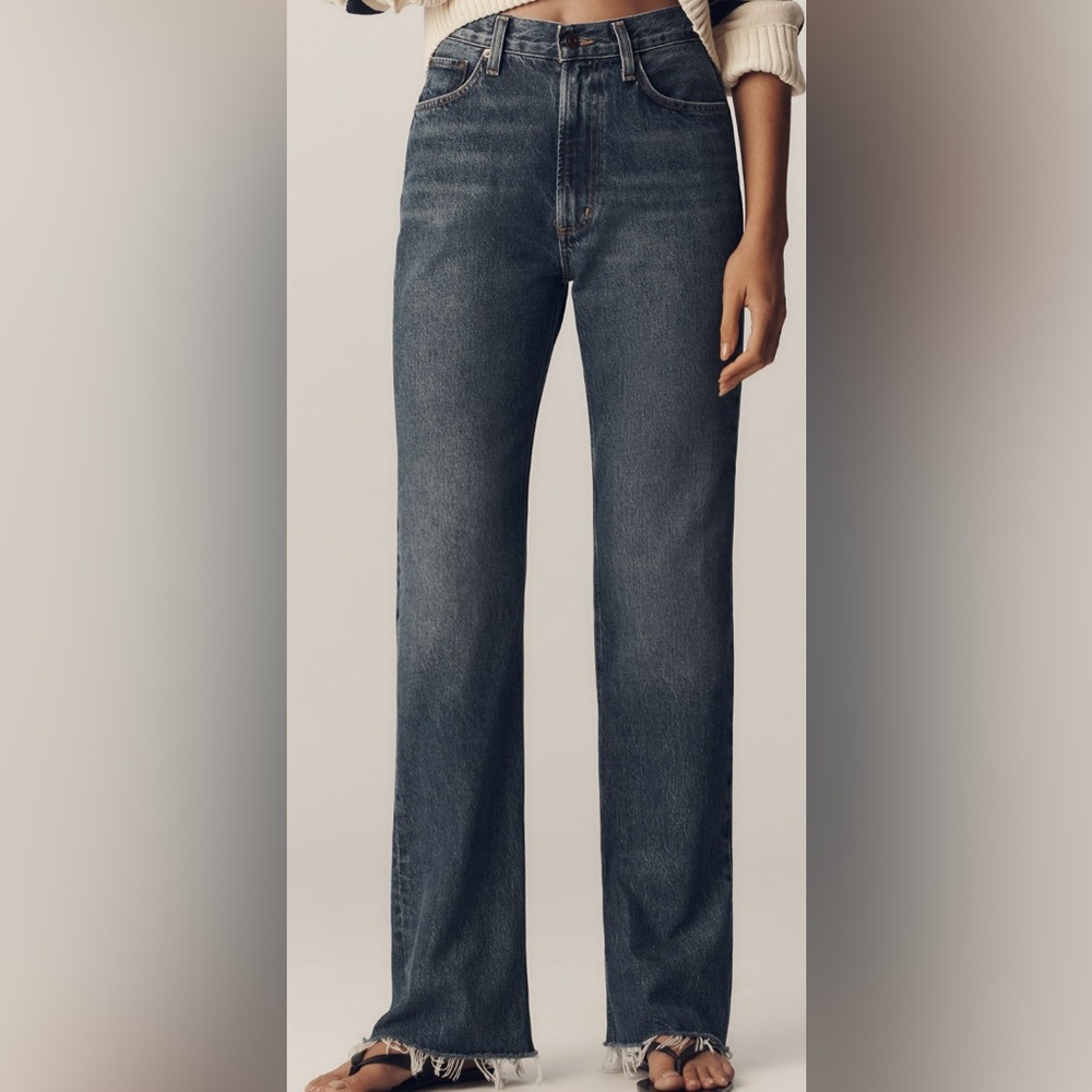 AGolde Lena Mid Rise Baby Bootcut jeans Sz 29 Placebo Dark Blue - Picture 2 of 10